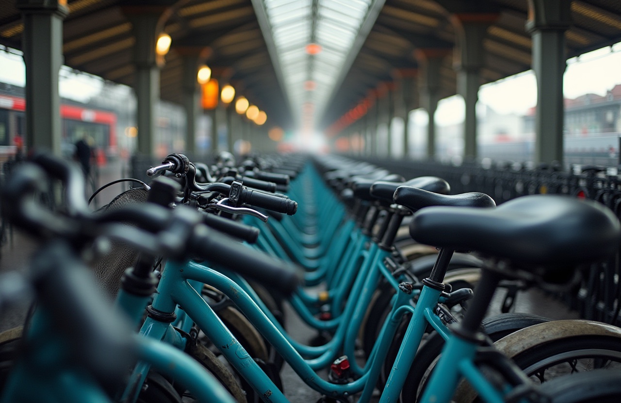 駅前に並ぶ自転車